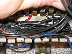 closeup of melted wiring